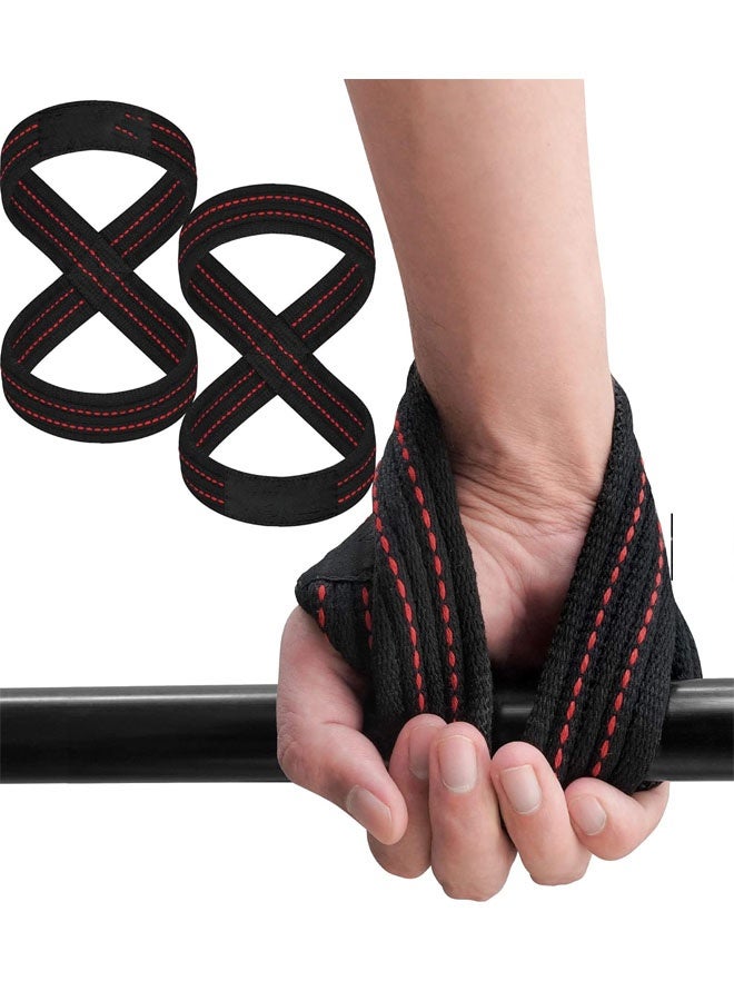 Bukela Weight Lifting Straps Figure 8, Anti Slip Strap with Cuffs Wrist Support for Gym Workout Deadlift Powerlifting Bodybuilding Weightlifting, Fitness Strength Training, Hand Bar Grip for Men - Image 1