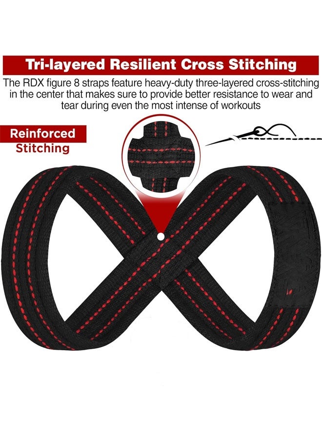 Bukela Weight Lifting Straps Figure 8, Anti Slip Strap with Cuffs Wrist Support for Gym Workout Deadlift Powerlifting Bodybuilding Weightlifting, Fitness Strength Training, Hand Bar Grip for Men - Image 2