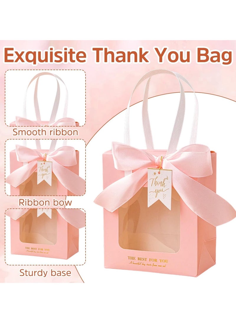 عام **حقيبة هدايا "شكراً لك" - مجموعة 10 قطع من أكياس الهدايا الصغيرة، مع نافذة شفافة ومقبض، وشريط ربطة أنيق، مناسبة لحفلات أعياد الميلاد، وحفلات العرائس، والذكريات السنوية، وهدايا الزفاف الصغيرة، وحفلات الأطفال، والمناسبات الخاصة.** - Image 3