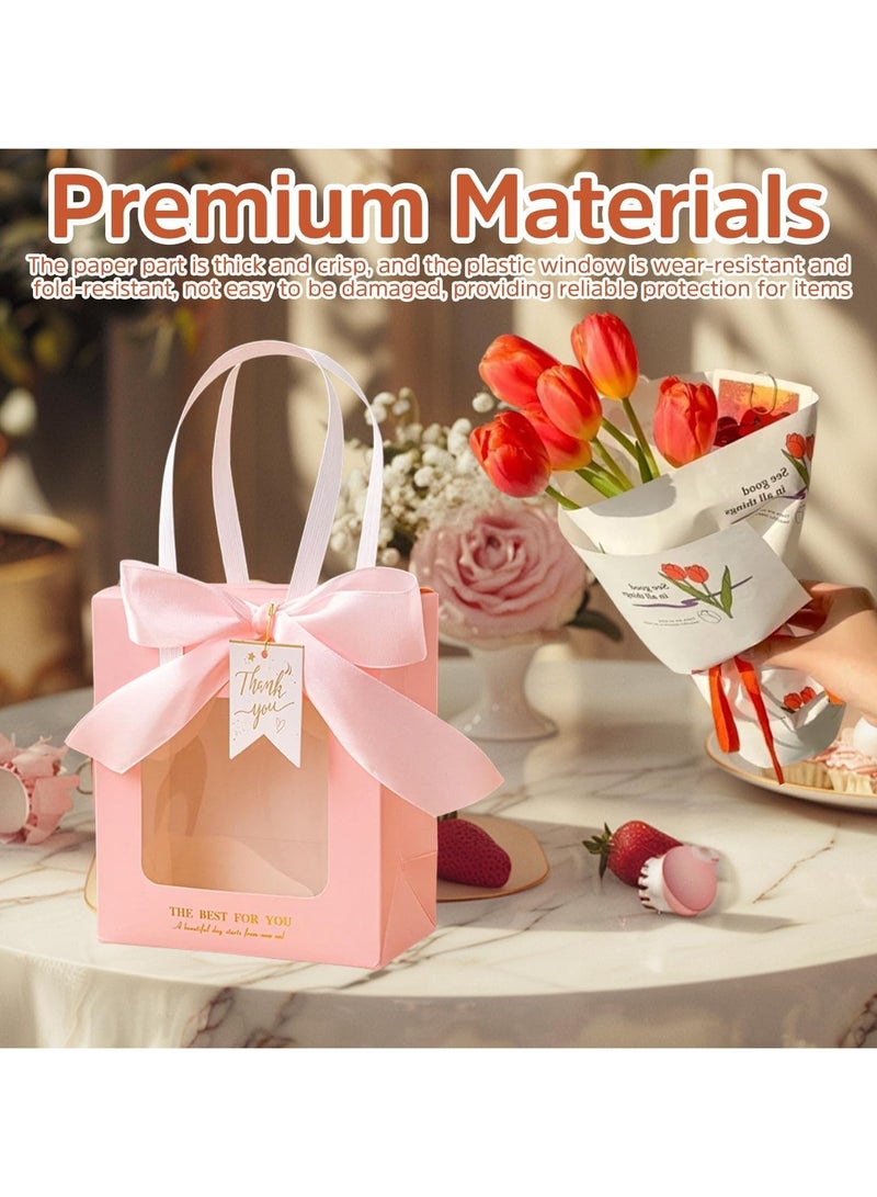 عام **حقيبة هدايا "شكراً لك" - مجموعة 10 قطع من أكياس الهدايا الصغيرة، مع نافذة شفافة ومقبض، وشريط ربطة أنيق، مناسبة لحفلات أعياد الميلاد، وحفلات العرائس، والذكريات السنوية، وهدايا الزفاف الصغيرة، وحفلات الأطفال، والمناسبات الخاصة.** - Image 5
