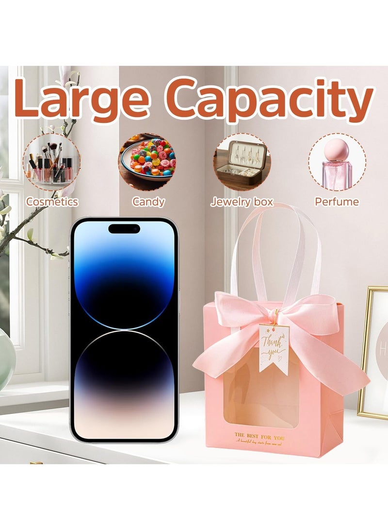 عام **حقيبة هدايا "شكراً لك" - مجموعة 10 قطع من أكياس الهدايا الصغيرة، مع نافذة شفافة ومقبض، وشريط ربطة أنيق، مناسبة لحفلات أعياد الميلاد، وحفلات العرائس، والذكريات السنوية، وهدايا الزفاف الصغيرة، وحفلات الأطفال، والمناسبات الخاصة.** - Image 4