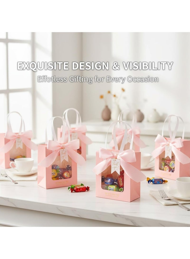 عام **حقيبة هدايا "شكراً لك" - مجموعة 10 قطع من أكياس الهدايا الصغيرة، مع نافذة شفافة ومقبض، وشريط ربطة أنيق، مناسبة لحفلات أعياد الميلاد، وحفلات العرائس، والذكريات السنوية، وهدايا الزفاف الصغيرة، وحفلات الأطفال، والمناسبات الخاصة.** - Image 2