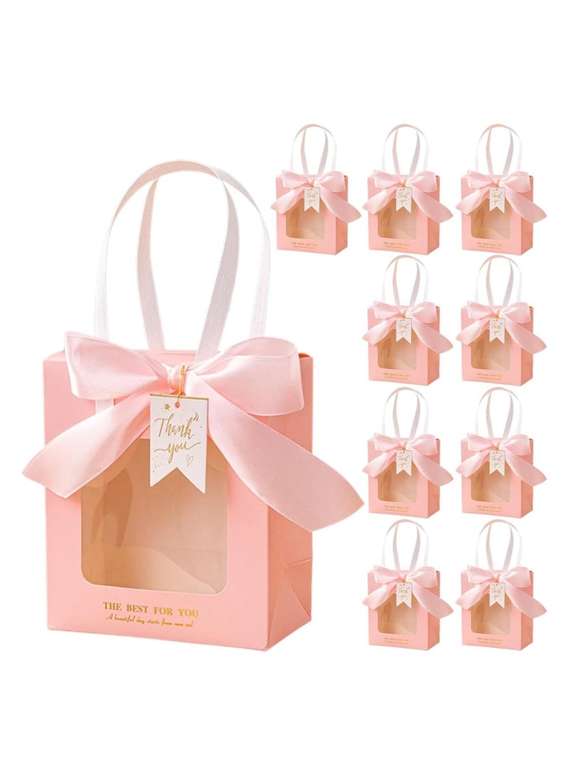 عام **حقيبة هدايا "شكراً لك" - مجموعة 10 قطع من أكياس الهدايا الصغيرة، مع نافذة شفافة ومقبض، وشريط ربطة أنيق، مناسبة لحفلات أعياد الميلاد، وحفلات العرائس، والذكريات السنوية، وهدايا الزفاف الصغيرة، وحفلات الأطفال، والمناسبات الخاصة.** - Image 1
