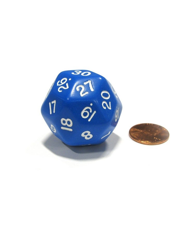 Koplow Games Triantakohedron D30 30 Sided 33mm Jumbo RPG Gaming Dice - Blue w White Number - Image 1