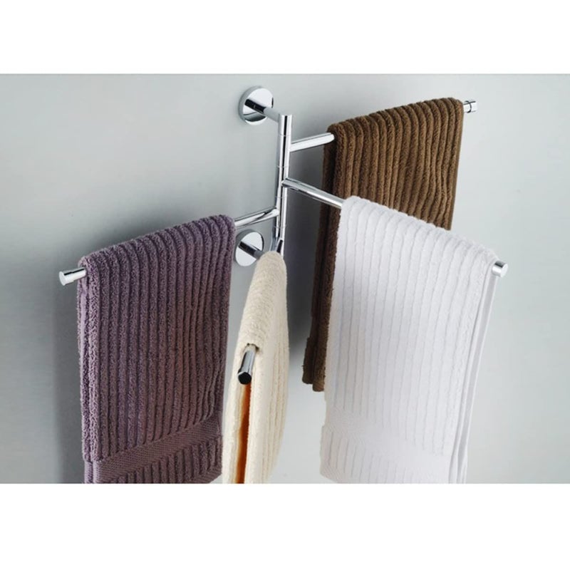 Stainless Steel Swivel Towel Rack Holder Space Saving For Bathroom Kitchen Silver - Image 4