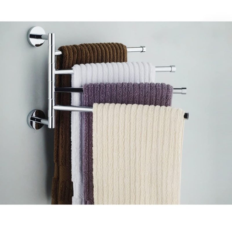 Stainless Steel Swivel Towel Rack Holder Space Saving For Bathroom Kitchen Silver - Image 5