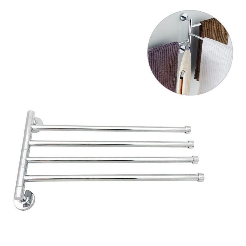 Stainless Steel Swivel Towel Rack Holder Space Saving For Bathroom Kitchen Silver - Image 3