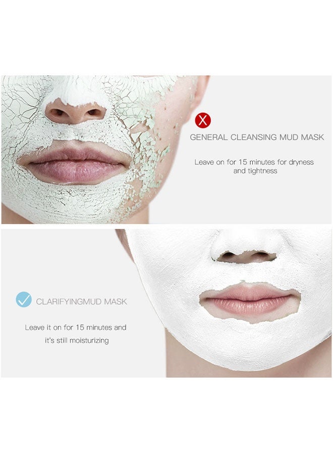 EELHOE Clarifying Mud Mask ，Deep Cleansing White - Pore Minimizing Facial Mask with Hyaluronic Acid, for Oily, Dry & Combination Skin, Includes Dual-Ended Silicone Brush  50g - Image 5