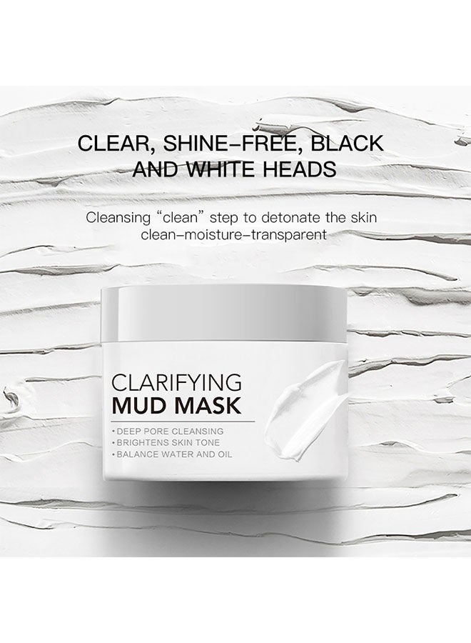 EELHOE Clarifying Mud Mask ，Deep Cleansing White - Pore Minimizing Facial Mask with Hyaluronic Acid, for Oily, Dry & Combination Skin, Includes Dual-Ended Silicone Brush  50g - Image 3
