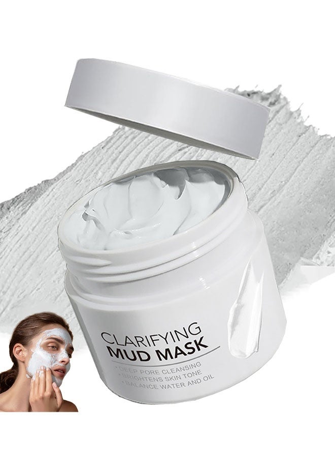 EELHOE Clarifying Mud Mask ，Deep Cleansing White - Pore Minimizing Facial Mask with Hyaluronic Acid, for Oily, Dry & Combination Skin, Includes Dual-Ended Silicone Brush  50g - Image 1