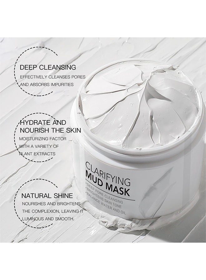 EELHOE Clarifying Mud Mask ，Deep Cleansing White - Pore Minimizing Facial Mask with Hyaluronic Acid, for Oily, Dry & Combination Skin, Includes Dual-Ended Silicone Brush  50g - Image 4