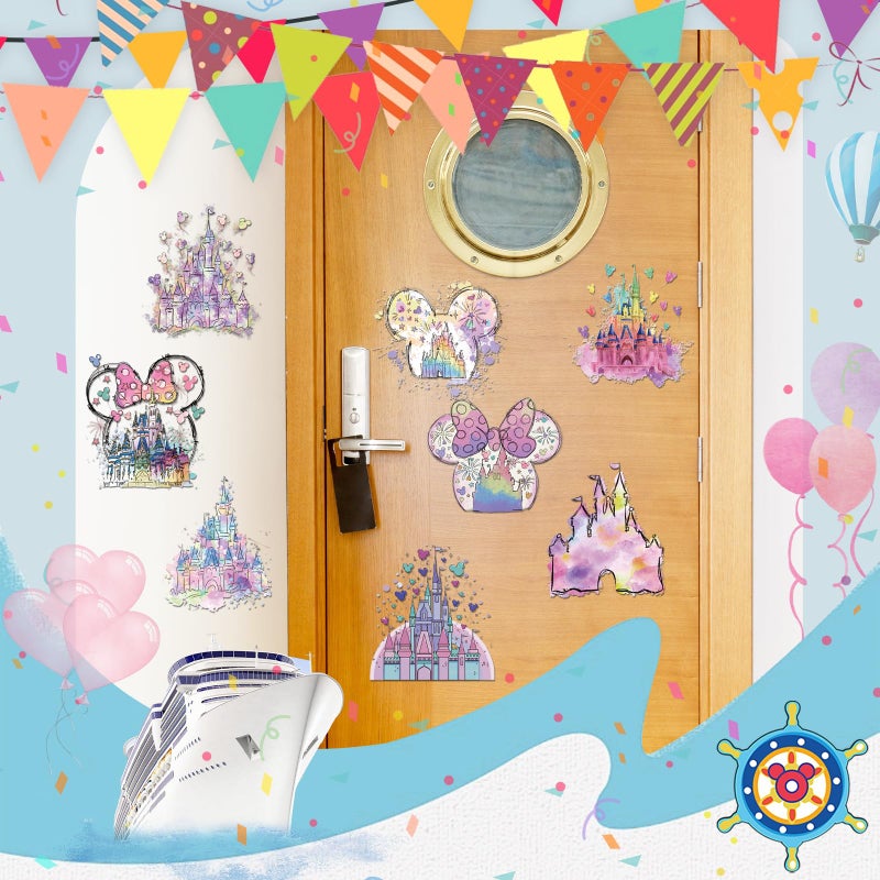 RiVolTa Castle Cruise Door Magnets - 12 Pcs Cute Mouse Ship Cabin Decorations Glitter Magic Magnetic Stickers Anchor Stateroom Decals Fridge Refrigerator Car Accessories Carnival Party Holiday Decor - Image 5