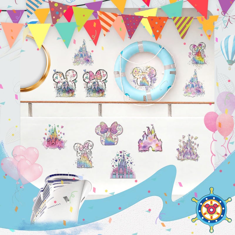 RiVolTa Castle Cruise Door Magnets - 12 Pcs Cute Mouse Ship Cabin Decorations Glitter Magic Magnetic Stickers Anchor Stateroom Decals Fridge Refrigerator Car Accessories Carnival Party Holiday Decor - Image 3