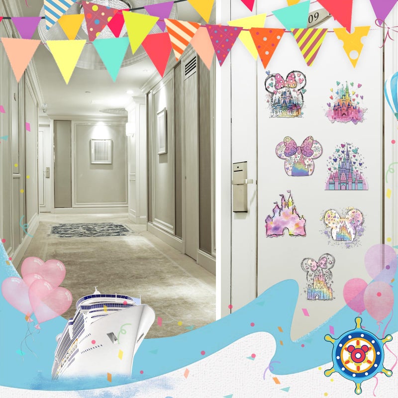 RiVolTa Castle Cruise Door Magnets - 12 Pcs Cute Mouse Ship Cabin Decorations Glitter Magic Magnetic Stickers Anchor Stateroom Decals Fridge Refrigerator Car Accessories Carnival Party Holiday Decor - Image 4
