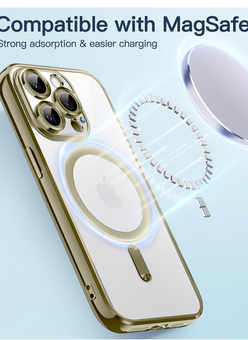 Wtech - Magsafe Shockproof Luxury Plating Hybrid Clear PC Case Cover For Apple iPhone 15 Pro 2023 Rose Gold - Image 1