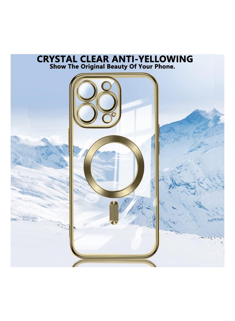 Wtech - Magsafe Shockproof Luxury Plating Hybrid Clear PC Case Cover For Apple iPhone 15 Pro 2023 Rose Gold - Image 1