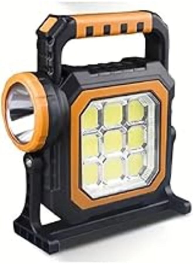 showkah showkah® Solar Interaction LED Flashlight 2 Modes LED Light with Base Support Rotating Emergency Light & Solar/USB type Rechargeable Outdoor & Indoor Lamp Light (HS-8030-B) 