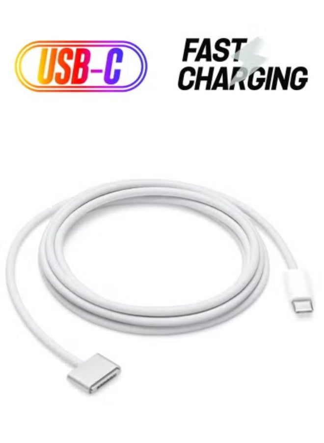 JAJEEK USB-C to MagSafe 3 Charging Cable (2m) | Fast Magnetic Power Connector, Durable Braided Cable | Quick Charge USB-C Charger for Laptops & Devices – White - Image 1
