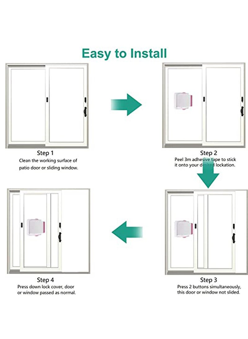 KASTWAVE - Sliding Glass Door Child Lock, 2 Pack Child Safety Lock Lock Childproofing Door Knob Lock Easy to Install and Use 3M VHB Adhesive no Tools Need or Drill Easy to Remove for Sliding Window Pink - Image 1