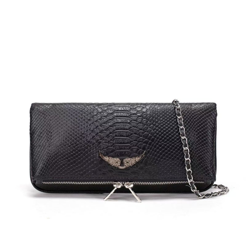 French Classic Zv Bag Leather Small Square Bag Fashion All-Match Wings Underarm Shoulder Crossbody Bag - Image 1