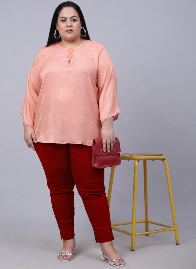 Trend Level Women Plus Size Original Easy Wash Trousers in Red - Image 4