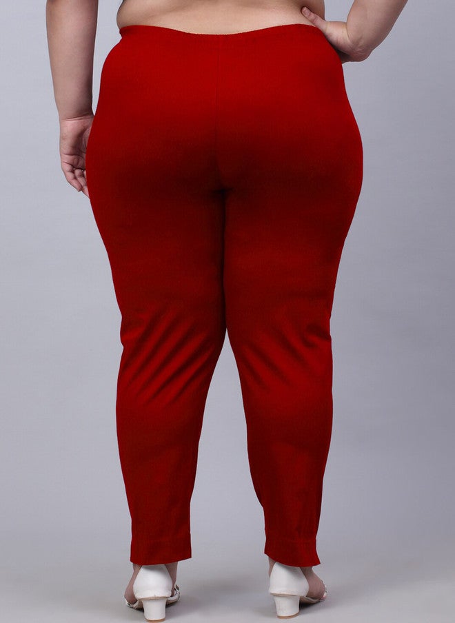 Trend Level Women Plus Size Original Easy Wash Trousers in Red - Image 3