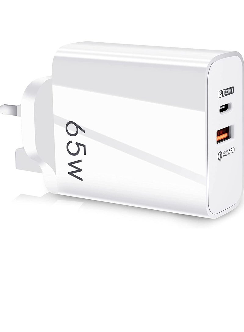 ELTRAZONE USB C Plug,Charger Type C 65W USB C Fast iphone Charger,PD3.0 Type C Super Fast Charger Wall Plug,Dual Port USB Plug Charger for iPhone, Cell Phones, Mobile Power Bank,iPad,Tablets, Headphones,etc - Image 1