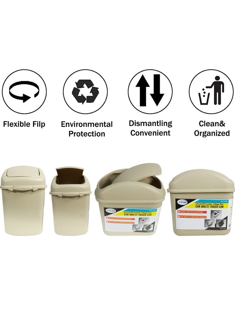 Multi Trash Bin Garbage Bin Car Trash Storage Container 500ml Fix With Cushion Easily AC-488
