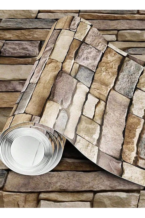 3D Wall Paper Brick Stone Sticker Multicolour 45 x 300centimeter