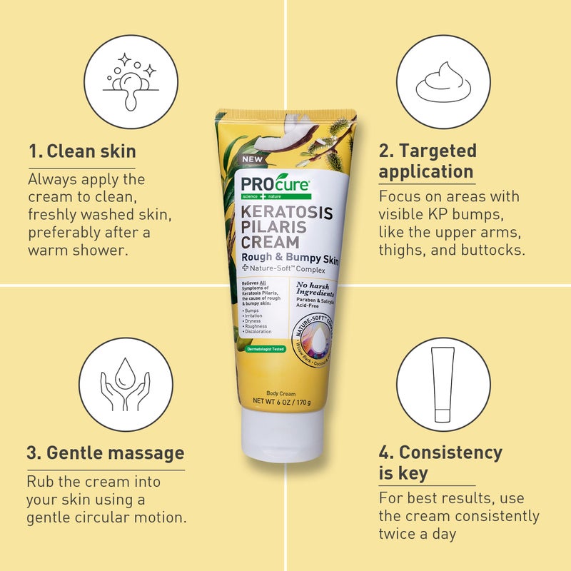 PROcure كريم بروكيور لعلاج التهاب الجريبات الشعرية للجسم، لوشن مقشر للبشرة الخشنة والمتعرجة مع لحاء الصفصاف وزيت جوز الهند، يرطب ويهدئ البشرة الجافة والمتهيجة، لوشن يومي للجسم - 6 أونصات - Image 5