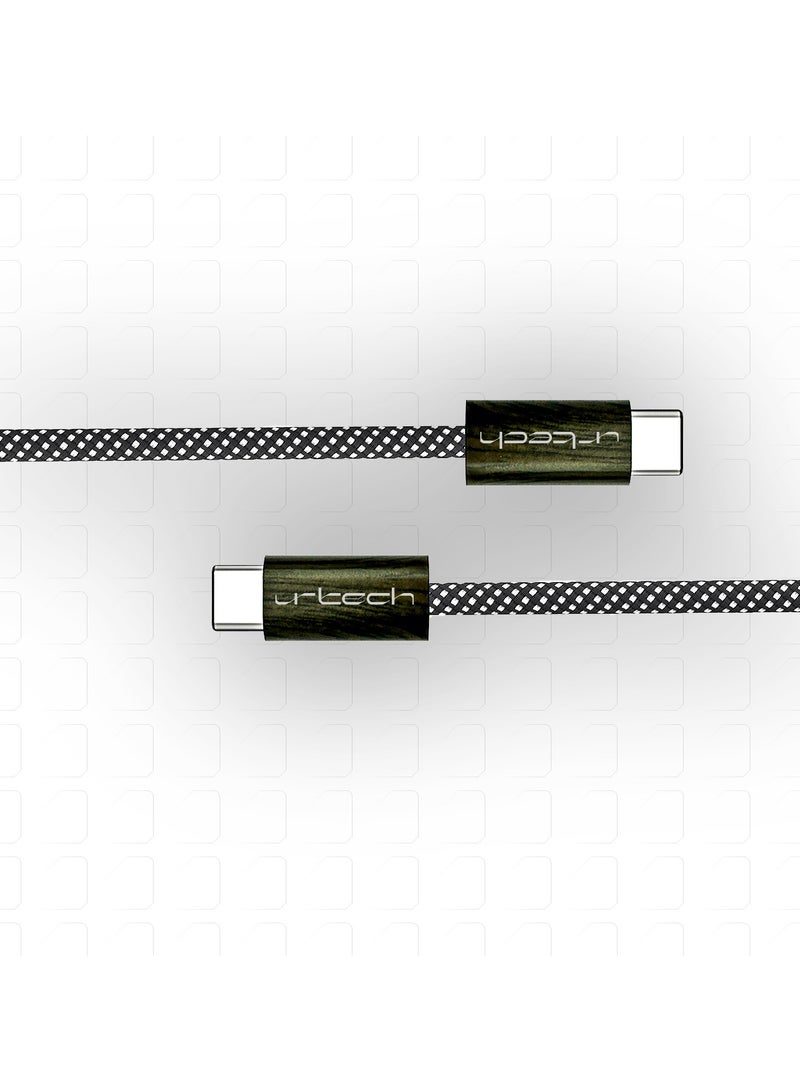 URTECH 100W USB-C to USB-C Cable | Premium Wood Grain Design | Luxury Fast Charging & Data Transfer | Professional Nylon Braided - Image 4