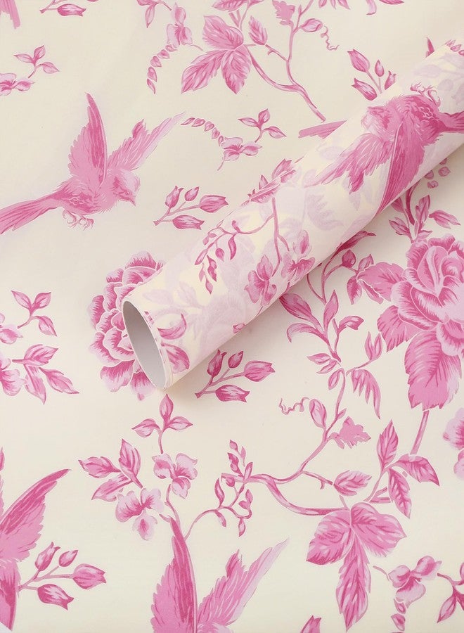 Whaline 60 Sheets Pink Floral Tissue Paper Rose Flower Bird Decorative Wrapping Paper Chinoiserie Art Papers for Birthday Baby Shower Party DIY Crafts, 14 x 20 Inch - Image 1