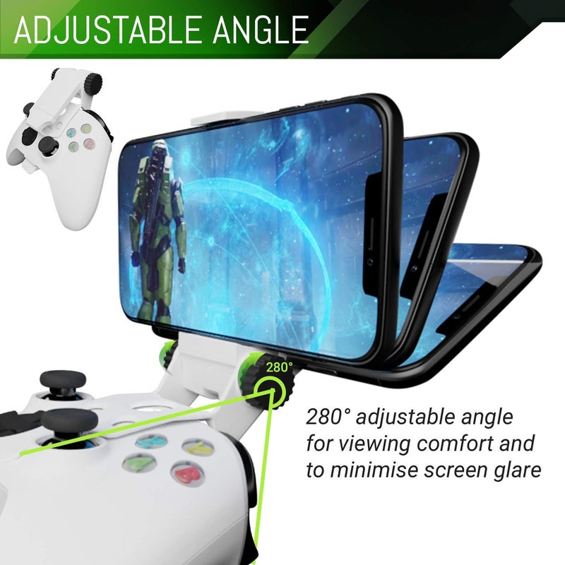 Orzly Xbox Series X Controller Mobile Gaming Clip, Xbox Controller Phone Mount Adjustable Phone Holder Clamp Compatible with Xbox Series X|S, Xbox One, Xbox One S, Xbox One X-Robot White - Image 4