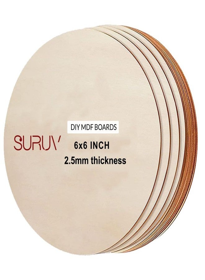 Suruv 6-Inch MDF Round Boards – Set of 5 | 2.5mm Thick Circle Wood Cutouts for Lippan Art, Mandala, Resin, Painting & DIY Crafts | Smooth Pre-Cut MDF Base for Artists, Hobbyists & Students - Image 1