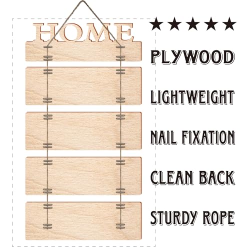EXQUIDECA Wooden Collage Panels Home Affirmations Wall Sign Wall Plaques for Living RoomBedroomDining RoomBathroom Multicolor Rustic Family Farmhouse Wall Decor 5pcs - Image 3