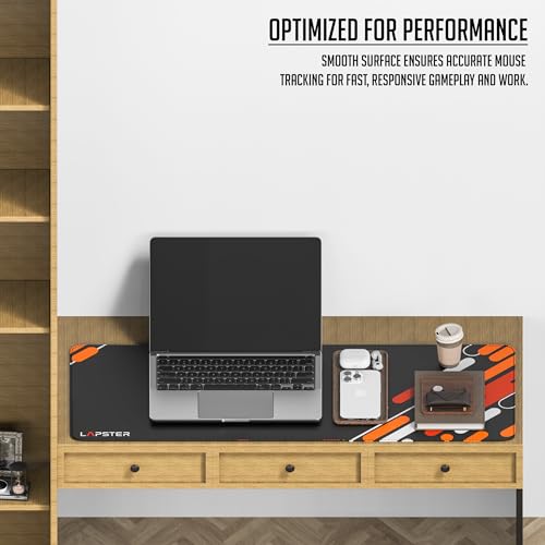 LS LAPSTER Quality Assured Abstract Desk mat (800 mm x 300 mm x 2 mm) Mouse pad Gaming | Mouse mat | Curated Stitched Edges| Non-Slip Rubber Base|Keyboard and Mouse pad for Home & Office (Black) - Image 2