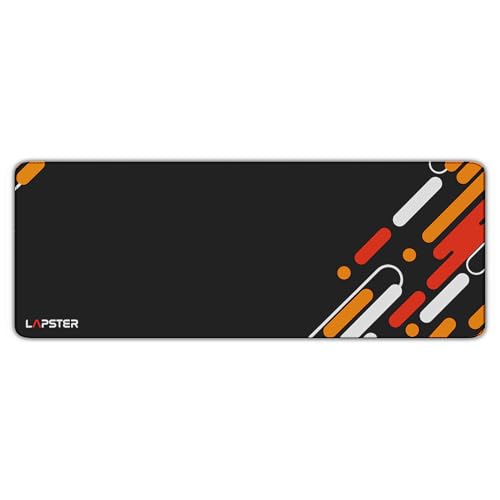 LS LAPSTER Quality Assured Abstract Desk mat (800 mm x 300 mm x 2 mm) Mouse pad Gaming | Mouse mat | Curated Stitched Edges| Non-Slip Rubber Base|Keyboard and Mouse pad for Home & Office (Black) - Image 1
