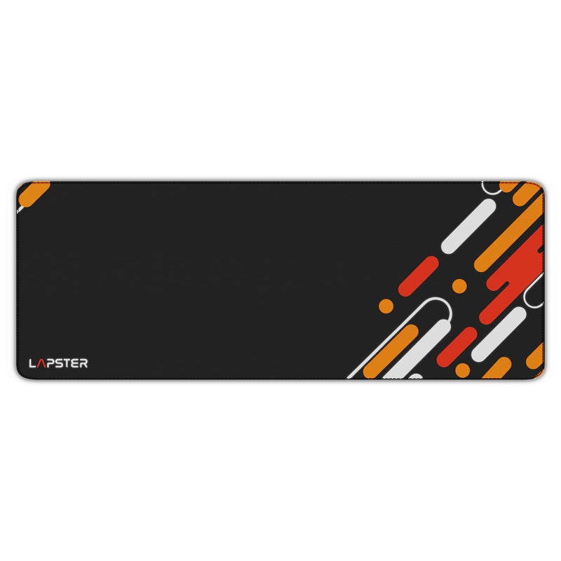 LS LAPSTER Quality Assured Abstract Desk mat (800 mm x 300 mm x 2 mm) Mouse pad Gaming | Mouse mat | Curated Stitched Edges| Non-Slip Rubber Base|Keyboard and Mouse pad for Home & Office (Black) - Image 4