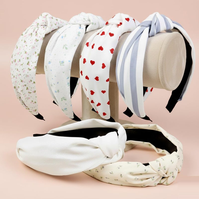TERSE Headbands for Women Girls Valentine, Fashion Knotted Heart Head Bands for Women's Hair Spring Summer Floral Print - Image 2