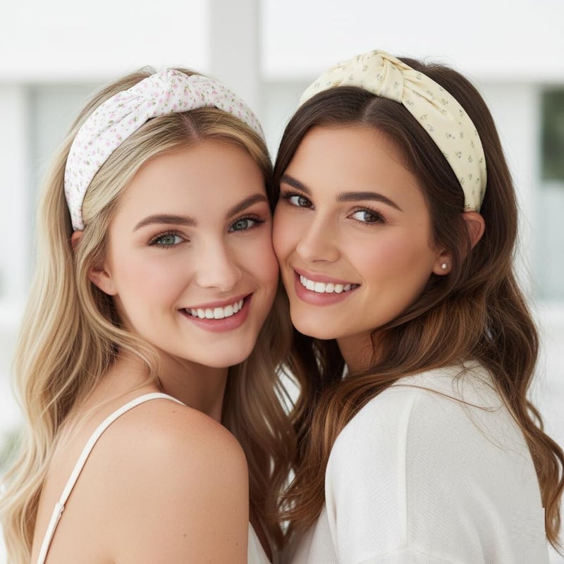 TERSE Headbands for Women Girls Valentine, Fashion Knotted Heart Head Bands for Women's Hair Spring Summer Floral Print - Image 3