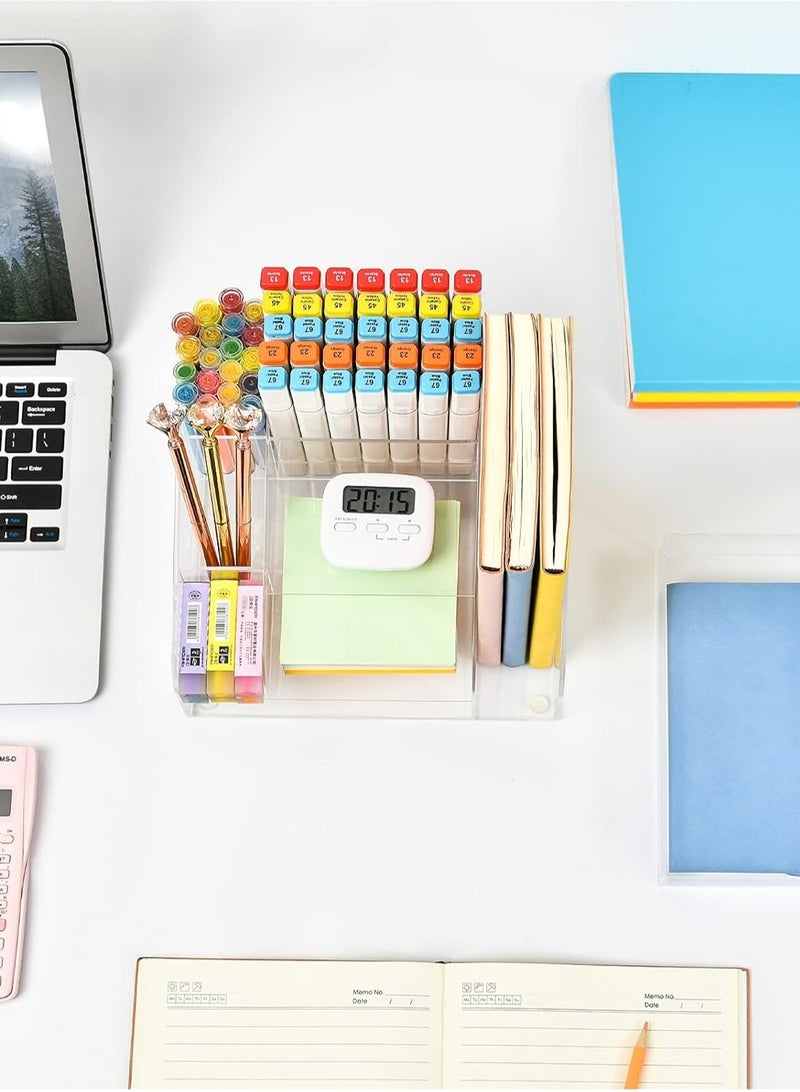 تي بي جي بي منظم مكتب أكريليك | منظم أقلام شفاف للمكتب | محطة تنظيم أقلام مكتبية متعددة الاستخدامات مع 8 مقصورات ودرج لتخزين المجلات/ورق A4/اللوازم الفنية - Image 4