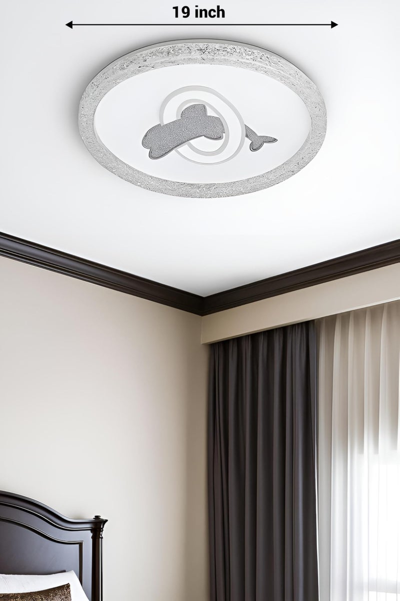 FILLISKA Aluminium Luxurious 3 in 1 Led Ceiling/Wall Chandelier Light with 3 Step Colour Changing Function (White Round Dolphin-7915)(1 Year Warranty) - Image 3