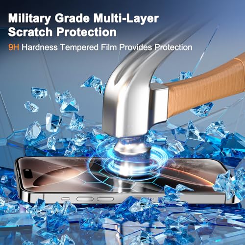 SIBEITU 3 Pack Screen Protector for iPhone 16 Pro Max with 3 Pack Camera Lens Tempered Glass Protector, 6.9 Inch HD Clear Glass Film 9H Hardness Full Coverage, Scratch Resistent, No Air Bubbles - Image 5