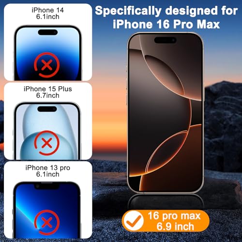 SIBEITU 3 Pack Screen Protector for iPhone 16 Pro Max with 3 Pack Camera Lens Tempered Glass Protector, 6.9 Inch HD Clear Glass Film 9H Hardness Full Coverage, Scratch Resistent, No Air Bubbles - Image 2