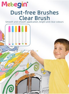 MEBEGIN DIY Doodle Set with Six Colored Pens, Kids Art and Craft Playset, Personalized Cardboard Fort, Unique Playhouse Drawn by You, Sturdy Durable for Indoor and Outdoor Play, Great Group Activity for Kids Aged 3+, 79*63*109cm  - Image 4