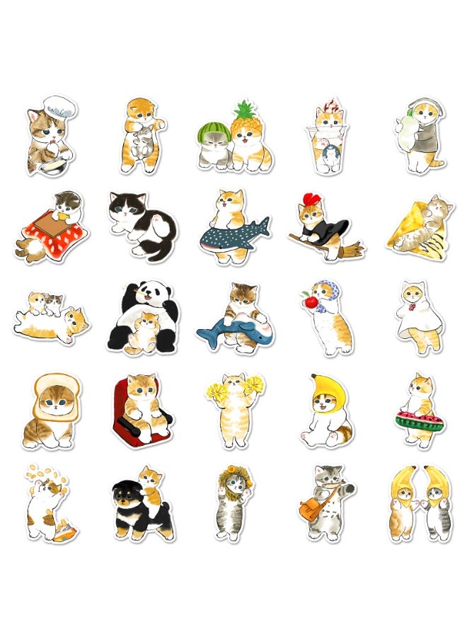 JAKTK 50 hand-painted kitten stickers personalized animal notebook HD teacup luggage motorcycle notebook - Image 3