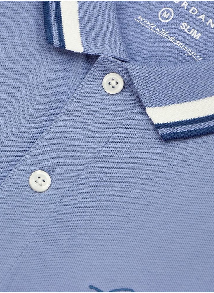 GIORDANO Men's Slim Fit Cotton Polo Shirt with Sailboat Embroidery  - Image 4
