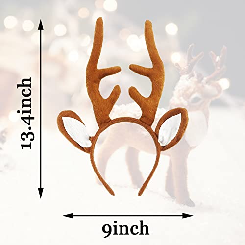 MR.FOAM Reindeer Antlers Headband with Ears, Brown, One Size for Adults and Children, Suitable for Easter Party - Image 2