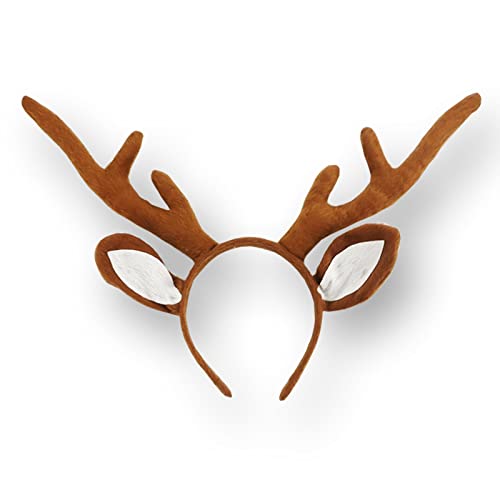 MR.FOAM Reindeer Antlers Headband with Ears, Brown, One Size for Adults and Children, Suitable for Easter Party - Image 1