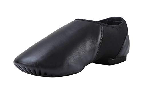 ARCLIBER Leather Slip On Jazz Shoe for Girls Boys (Little Child) Black 1M - Image 1